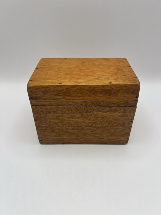 Unbranded Other - Vintage Wooden Recipe Box Red Felt Lined Hinged Lid Mid Century Kitchen